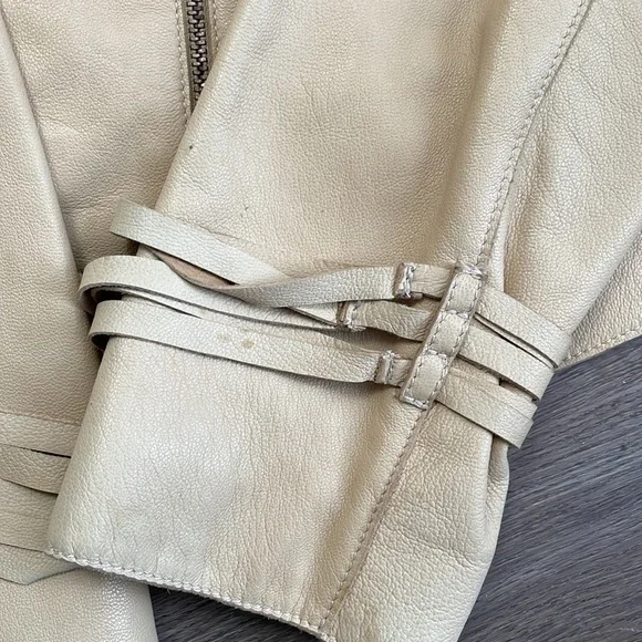 Joseph Lambskin Leather Moto Biker Jacket Light Tan Neutral Buttery Soft 40 S